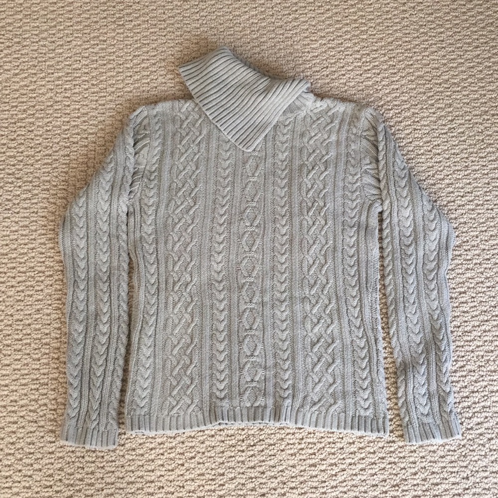 Sage green 100% Cotton Cable Sweater Small